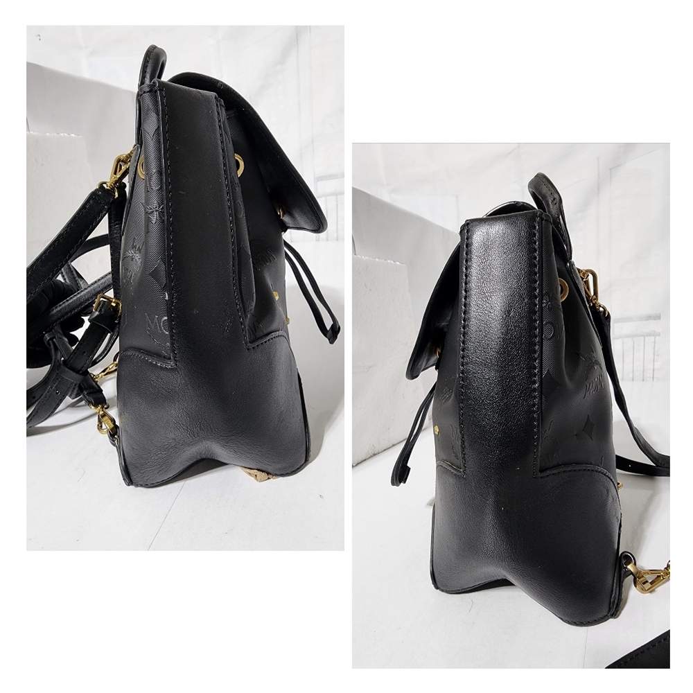 Mcm Visetos Leather Drawstring Backpack Black - image 8